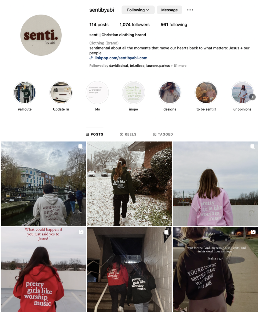 Sentibyabi instagram profile page